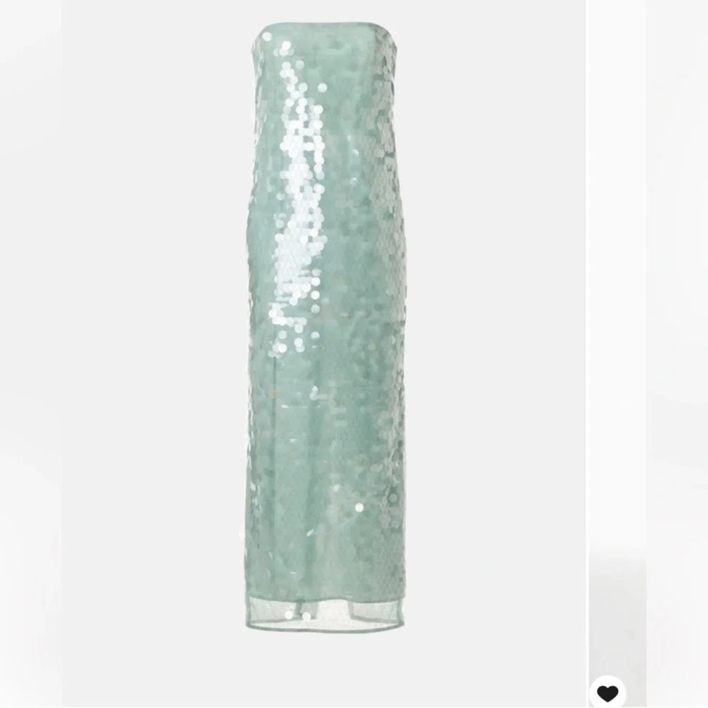 STAUD Casey Strapless Sequin Midi Dress in Mist Aqua Size 8 - Picture 6 of 17